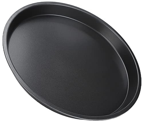 MOUMOUTEN 2Pcs 12Inch Non Stick Pizza Tray, Round Deep Thickened Carbon Steel Baking Pan for Kitchen Bakery Homemade Dishwasher Safe black