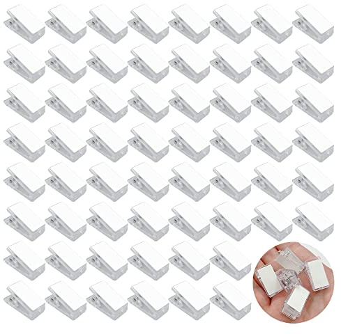 CLVPAI 60 Stück Klebrige Federclips,Kunststoff Klebeklammern,Selbstklebende Wandclips,Foto Clips,für Zuhause Büro Fotoposter(Doppelseitig klebend)