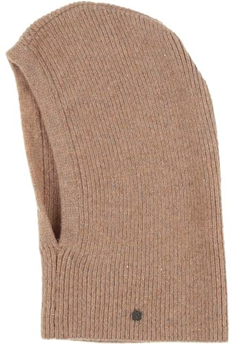 FRAAS Damen Kapuzenschal mit dezentem Glitzer - warme Strickmütze mit Rippenmuster Cafe Au Lait