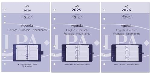 Kalpa 6 Ringbuch Agenda Nachfüllen Personal Organizer Terminplaner Einlage Kalendereinlage, 2025 2026, A5, 1 Woche auf 2 Seiten