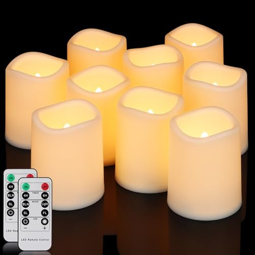 Yunsheng Lot de 9 bougies LED sans flamme avec télécommande - Fonction minuterie - Étanche - Décoration intérieur extérieur