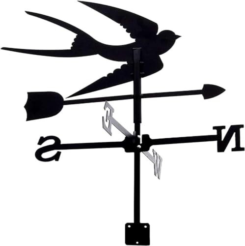 Girouette hirondelle décorative, kit d'indicateurs de direction du vent pour extérieur, jardin, pelouse, support en métal