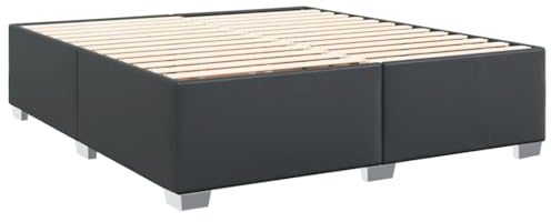 vidaXL Sängram svart 200x200 cm konstläder, sängbotten, plattformssäng, stoppad sängram, sovrumsmöbler, dubbelsäng, sängram av tyg