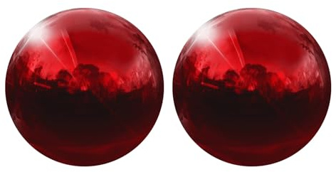 sourcing map 2 Stück Globus-Deko-Kugel, 90 mm, reflektierende Gartenkugel, hohler Ball, nahtloser Edelstahl-Ball, glatter Spiegelkugel für Garten, Heimdekoration, Rubinrot