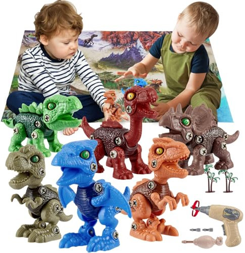 Gleamkid Dinosaur Take Apart Toys for 3-8 Year Old Boys Girls, With Electric Drill, STEM Educational Construction Building Set for Kids 3 4 5 6 7 8