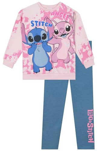 Disney Ensemble Stitch Fille | Angel Stitch Ensembles Fille | Pull Fille Et Pantalon | 5 A 13 Ans