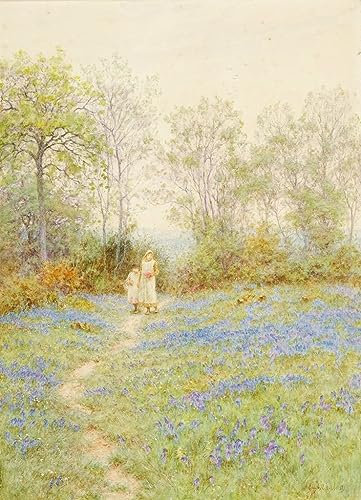 ENYLUFUT Bekannt Mode Leinwand Malerei Gemälde Wandkunst Glockenblumen von Helen Allingham Bild auf Leinwand für Wanddekoration 60x90cm