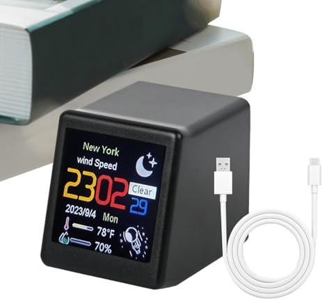 Sveglia digitale, decorazione desktop meteo intelligente,Sveglia digitale intelligente e stazione meteorologica Wi-Fi | Animazioni portatili Decorazione desktop per uffici, soggiorno