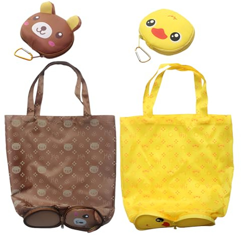 LHLZNB 2 Pcs Elegant Folding Shopping Bags - Foldable Beach Bags for Women - Waterproof Tote Bag - Reusable & Portable Shopper Bag,Washable Grocery Shopping Bags for Daily Shopping