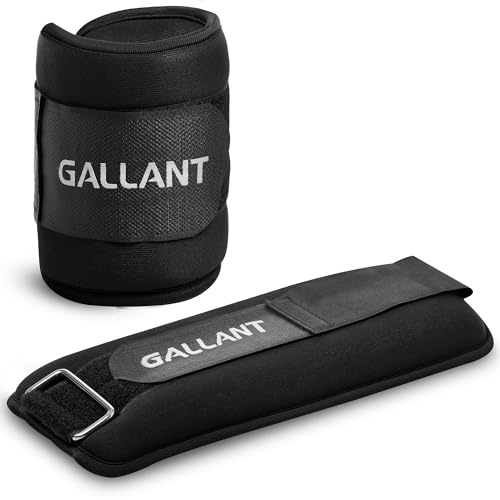 Gallant Black Adjustable Ankle Weights for Women and Men - Neoprene with Adjustable Strap, Wearable Weights Set for Wrists, Arms and Legs, Running, Walking, Exercise, Workout, Pilates and Yoga (2.5kg)