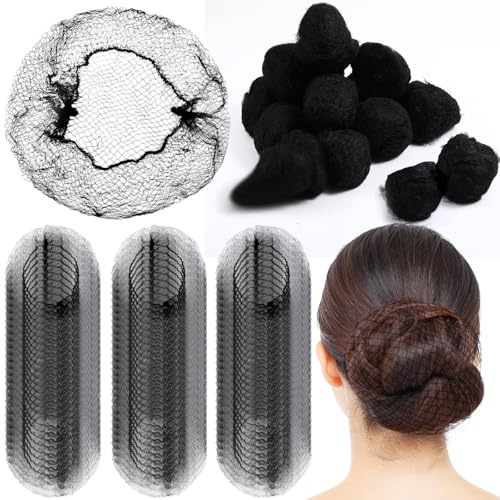 Yuxung 720 Pcs Hair Nets 24 Inches Bulk Hair Nets for Women - Invisible Elastic Mesh for Food Service, Ballet Bun, Sleeping, Women and Wig, Black