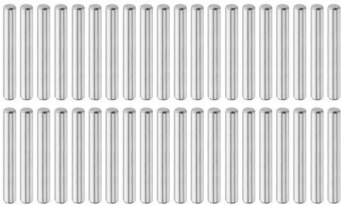 sourcing map 40 Stück 3 mm x 22 mm Dübelstifte, 316L Edelstahl Zylindrische Dübelstifte Regalstütze Peg Pin Stange Befestigungselemente Metall Regal Pegs Silber Ton