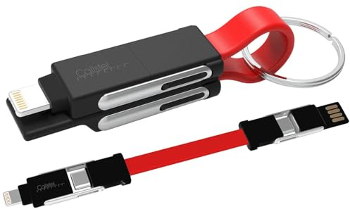 Callstel USB Kabel: 6in1-USB-Daten- und Schnellladekabel, 50 Watt, PD, 480 Mbps (6in1 Ladekabel, Ladekabel Schlüsselanhänger, Akku)