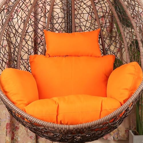 PPGE Home Swing Chair Cushion, Washable Swing Chair Cushion, Thicken Patio Hanging Egg Chair Pads Cushion for Garden Hanging Basket Chair Seat (Only Cushion)(Color:Orange red)