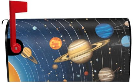 Outer Space Solar System Print Mailbox Cover Durable Oxford Cloth for American Standard & Large Size Mailboxes