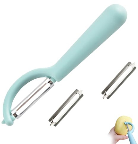 P-Sparschäler für Tupper mit 2 Ersatzklingen,Schäler Für Tupperware Ersatzteile,Kartoffelschäler Küche Set,Spargelschäler,Edelstahl Ersatzklinge für Gemüseschäler,Schälmesser,Vegetable Peeler (Blau)
