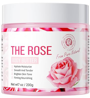 Crema Corporal Body Butter Lotion - Hidratante Intenso Para Piel Seca, 200g - Loción Nutritiva Y Reparadora De Larga Duración - Ideal Para Cuidado Diario De La Piel (Rosa)