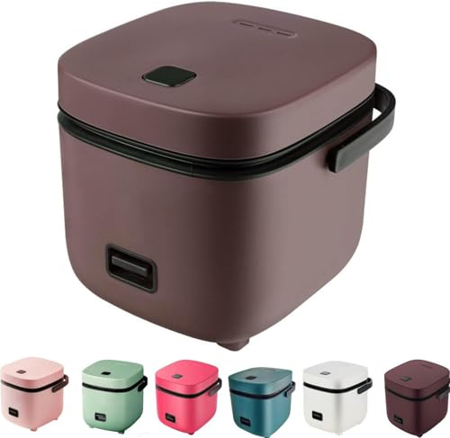 Petit Cuiseur à Riz, 1,2 L, Parfait pour 2 Personnes, Pot Intérieur Antiadhésif, Portable, Compact, Facile à Utiliser Et à Nettoyer, Idéal pour Les Dortoirs Universitai, Brown, 1.2 L