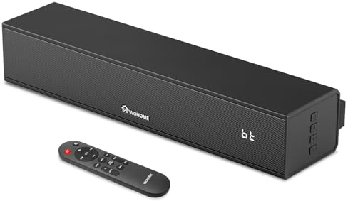 Wohome 2.1 soundbar för smart-TV med inbyggd subwoofer, 6 nivåer röstförbättring, 15 tums liten TV-soundbar-högtalare med Bluetooth 5.3/ARC/optisk/AUX/USB-anslutning, 3 EQ-lägen, väggmontering