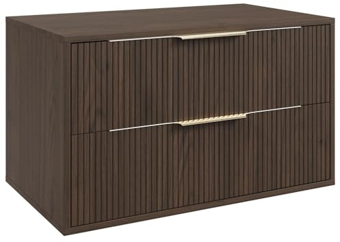 Badplaats Waschbeckenunterschrank Rimini 80 x 46 cm Walnuss Braun - Hängender Badezimmerschrank mit 2 Schubladen