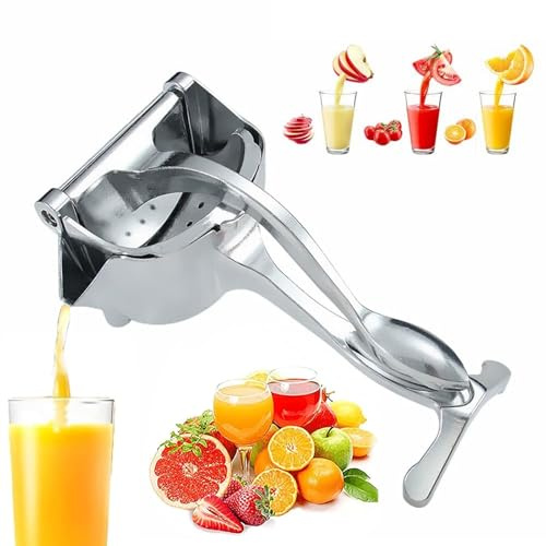 Cast Iron Juicer Squeezer - Max Extraction Hand Press Lemon Juicer Hand Press Heavy Duty Countertop Squeezer for Fresh Orange Juice, Durable Citrus Fruit Squeezer, Easy to Clean (Sliver-1)