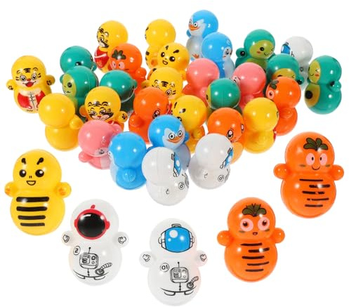 Hemobllo 60 Mini Giocattoli Tumbler Animali in Plastica Colorati e Resistenti Decorazioni da Tavolo Divertenti e Regalini per Occasioni Casuali Vivaci e Sicuri Colore Colore Casuale