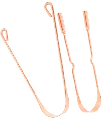 HONITANO Raschietto per Lingua U-shaped in Ottone Oro 2 Pezzi, Pulizia Sicura e Duratura per Adulti, Strumento per Rimuovere Rivestimento della Lingua