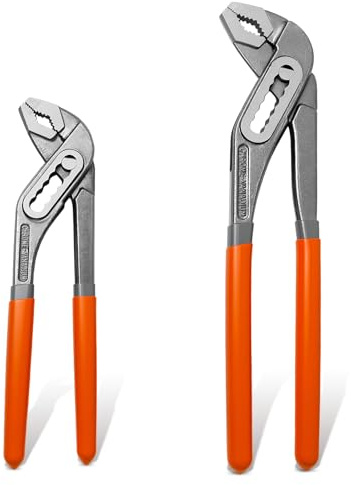 Nkpyln 2-Piece Water Pump Pliers Set, 8 & 10 Quick-Adjust Groove Joint Pliers, Forged Carbon Steel with Bi-Material Grip for Plumbing, Auto, DIY & Home Repair