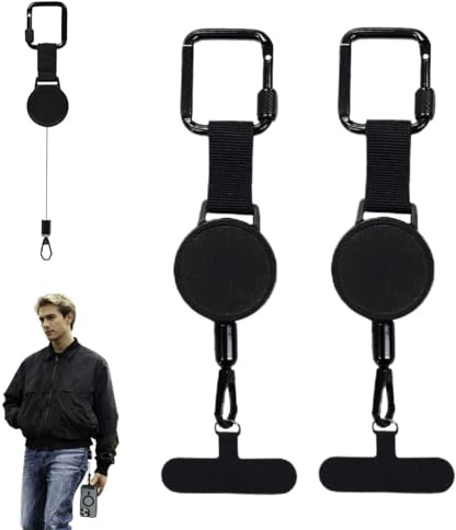 2PCS Retractable Mobile Phone Lanyard Tether, Anti Theft Phone Security Lanyard, Adjustable Anti Theft Phones Safety Strap With Carabiner, Mobile Phones Accessories, For Hiking, Skiing, Fishing