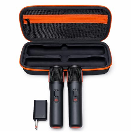 JBL PartyBox Wireless Mic - 2X Digitale Funkmikrofone, wiederaufladbarer Akku, kompatibel mit allen PartyBox Lautsprechern (schwarz) inkl. Winguard Schutzhülle Travel Case