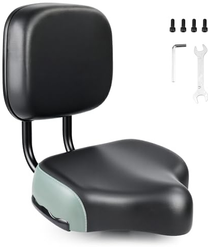 ZUKKA Selle de vélo avec dossier fixe et selle réglable, selle de vélo universelle de rechange, dossier souple pour VTT, tricycle, noir
