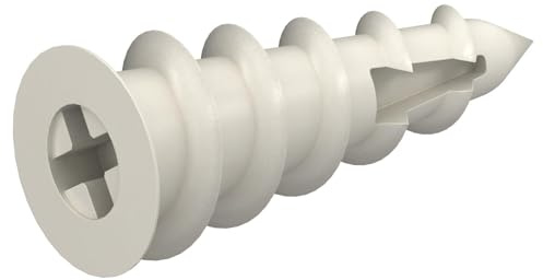 Design61 Gipsskivpropp 100 stycken 14 x 37,8 mm av polyamid självgängande skruvpluggar för säkra fästen i riggips och gasbetong