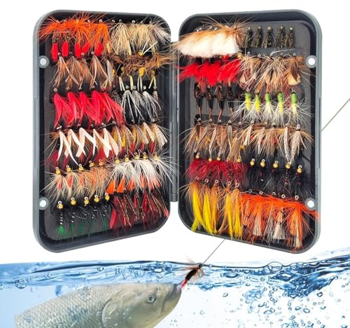 Fiskeflugor, 120 stycken och våta och multifunktionella | sortiment av fiskebeten, för barfiske, crap, fänkål i sötvatten, vattendrag, vattendrag,
