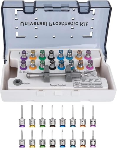 Generico Strumenti per la riparazione dentale, set di chiavi di coppia | Con doppia spina regolabile, 16 pezzi, 10-70 Newton cm, compatibile dentale / viti per impianti / installazione