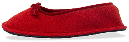 Le Clare Alice - Pantofola Invernale Donna Modello Ballerina in Lana Cotta con Passamanerie Tono su Tono - Colore Rosso - Taglia 40