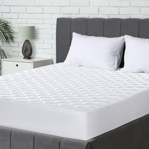 Utopia Bedding Quilted Mattress Protector, Breathable Mattress Pad, Deep Fitted Cover (White, Double - 135 x 190 + 38 cm)