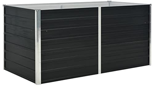 vidaXL Hochbeet Pflanzbeet Frühbeet Gartenbeet Pflanzkübel Pflanzkasten Blumenkasten Gemüsebeet Blumenbeet Anthrazit 160x80x77cm Verzinkter Stahl