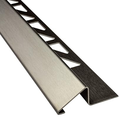 Anpassungsprofil Edelstahl Übergang Fliesenleiste V2A 2,5m 12mm gebürstet | Für saubere Fliesenkanten und ruhige Abschlüsse an Wand oder Boden, für 12mm Fliesenhöhe, 2,5m