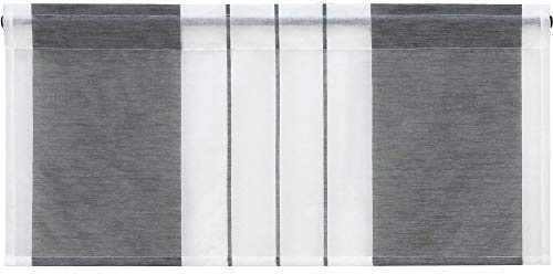 HeichkelL Scheibengardine mit Streifen-Dessinierung, Grau HxB 45x90 cm
