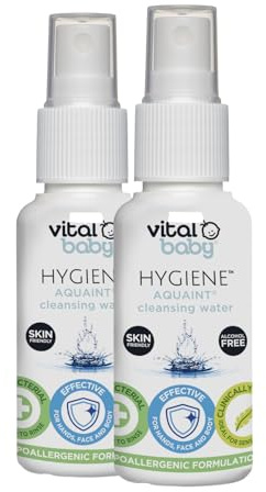 Vital Baby Aquaint Cleansing Water 50ml, 2 Pack| Hypoallergenic, Antibacterial