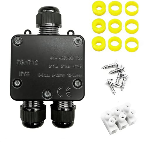 MABUSIYI IP68 Waterproof Junction Box, Outdoor Electrical Junction Boxes, Outdoor Cable Connectors Wire Connector Electrical Junction Box for 5-12 MM Diameter Cable (3-Way), Black