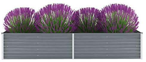 Montloxs Garten-Hochbeet, Kräuterbeet, für Hobbygärtner, Pflanzkasten, Frühbeet, Paletten, Verzinkter Stahl 240x80x45 cm Grau