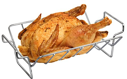 Turkey Rack Turkey Roast Rack for Big Green Egg, BBQ Rib Rack for Smoking Turkey Smoker Roasting Rack Roaster Pan Stainless Steel for Large Big Green Egg for Kamado Joe Pit Boss