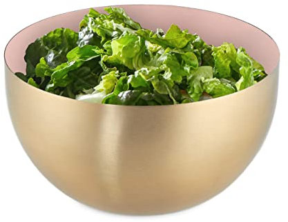 Relaxdays Ciotola da Insalata, Acciaio Inox, 1 Litro, Insalatiera da Ø 15 cm, Scodella Portafrutta da Cucina, Rosa Oro