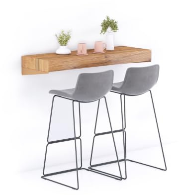 Mobili Fiver, Mensolone Da Bar Evolution 120x40, Rovere Rustico, Tavolo a muro sospeso per Bar e Ristoranti, Cucina, Made in Italy