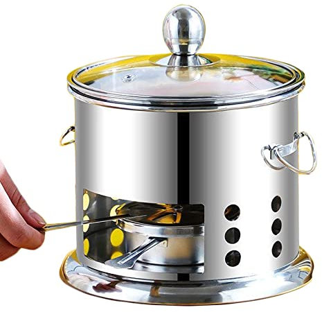 Spirituskocher Für Innenraum Mit Topf Tragbarer Campingkocher Camping Alkoholkocher Mini Spiritusbrenner Kochtopf-Set Spiritus Kocher Für Innenraum, Hot Pot Grillen Picknick