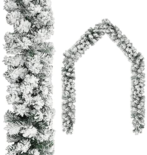 HOMIUSE 5m L Weiß Weihnachtsgirlande mit Schnee PVC Weihnachtsdeko Aussen Weihnachtsgirlande Girlande Weihnachten Weihnachtsdeko Innen Weihnachten Deko Tannengirlande mit Beleuchtung