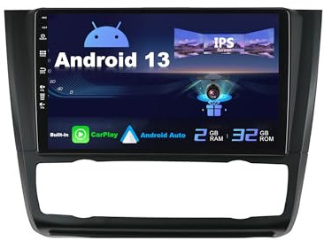 SXAUTO Android 14 IPS Car Stereo For BMW 1 Series E81 E82 E87 E88 (2004-2012) - 2G+32G - Wireless CarPlay/Android Auto - Rear Camera Free - 9 Inch 2 Din - DAB Steering Wheel 4G WiFi Fast-boot BT DSP