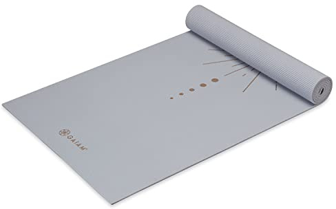 Gaiam Yogamatte – Premium 6 mm Druck, extra dick, rutschfeste Übungs- und Fitnessmatte für alle Arten von Yoga, Pilates und Boden-Workouts – Violet Vision