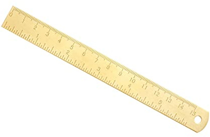 Kozelo Raka linjaler i mässing – [15 cm x 6 tum] Mätlinjal i koppar med cm tum dubbel skala för linjeteckning, guldton